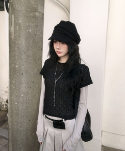 レイヤードディープVネック長袖Tシャツ(12color) LIGHT GRAY