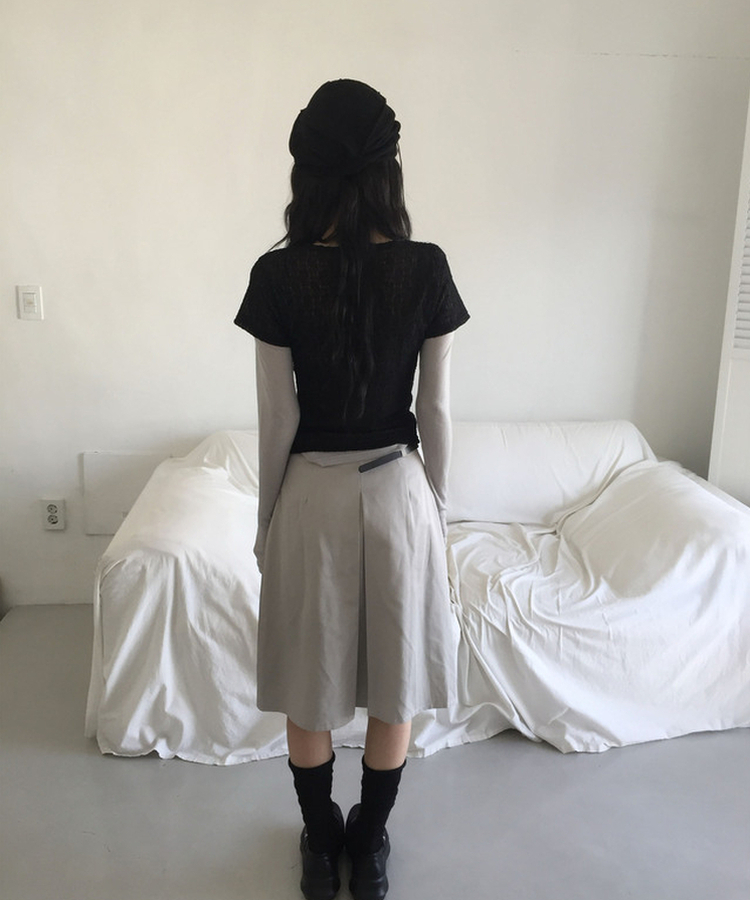 レイヤードディープVネック長袖Tシャツ(12color) LIGHT GRAY