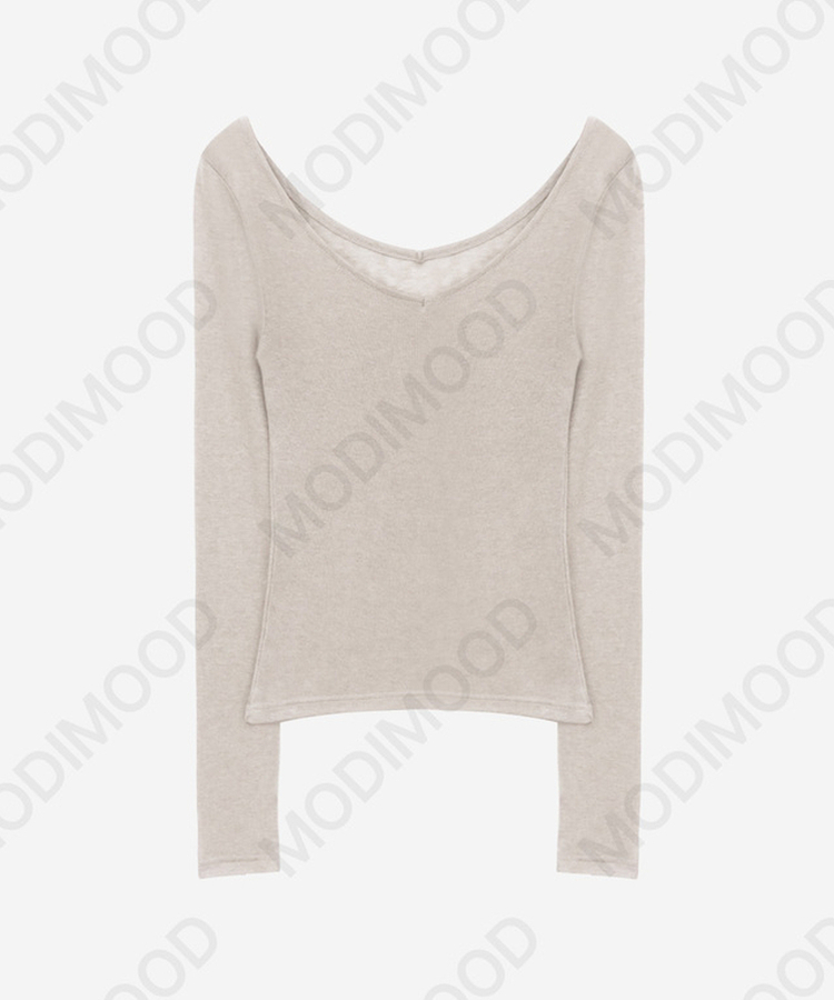 レイヤードディープVネック長袖Tシャツ(12color)