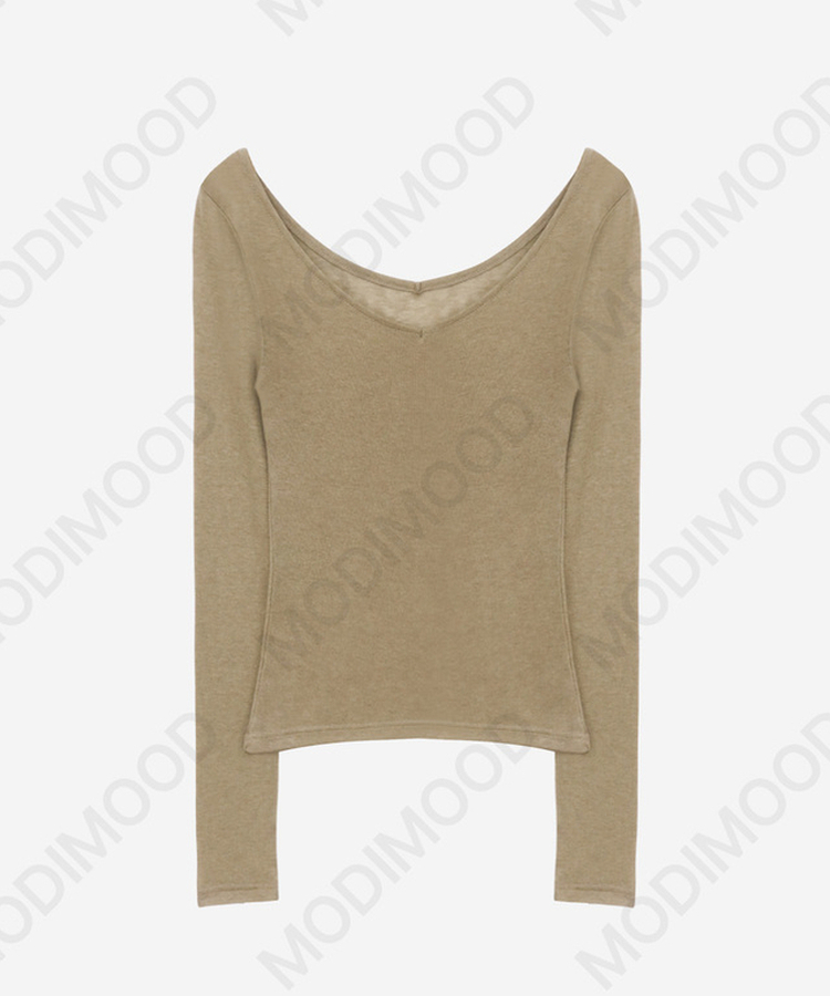 レイヤードディープVネック長袖Tシャツ(12color)