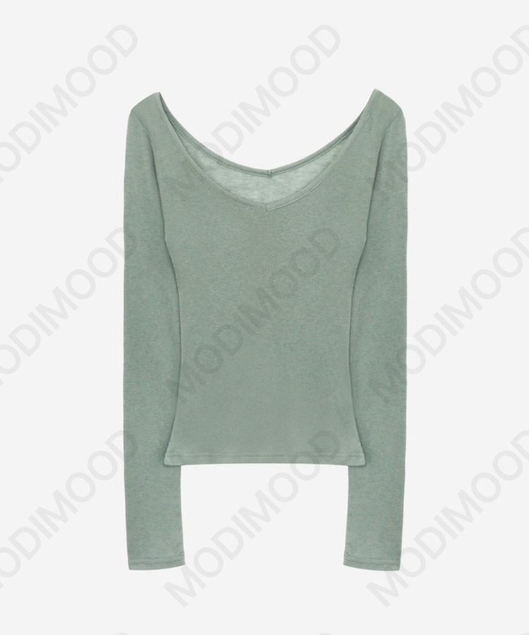 レイヤードディープVネック長袖Tシャツ(12color)