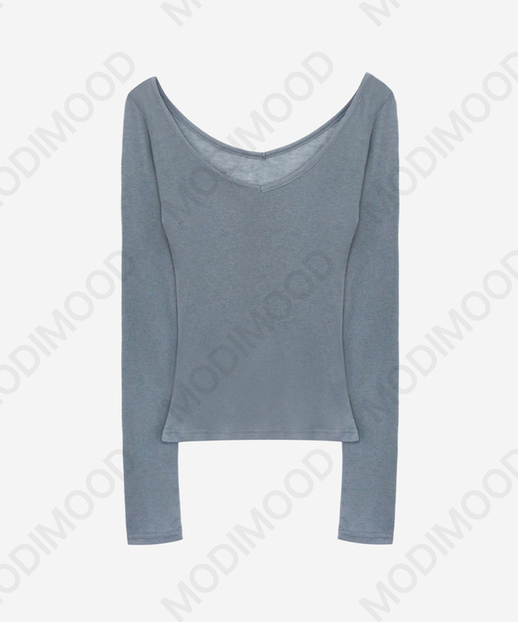 レイヤードディープVネック長袖Tシャツ(12color)