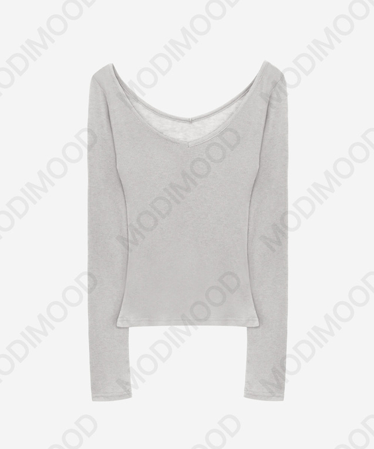 レイヤードディープVネック長袖Tシャツ(12color)