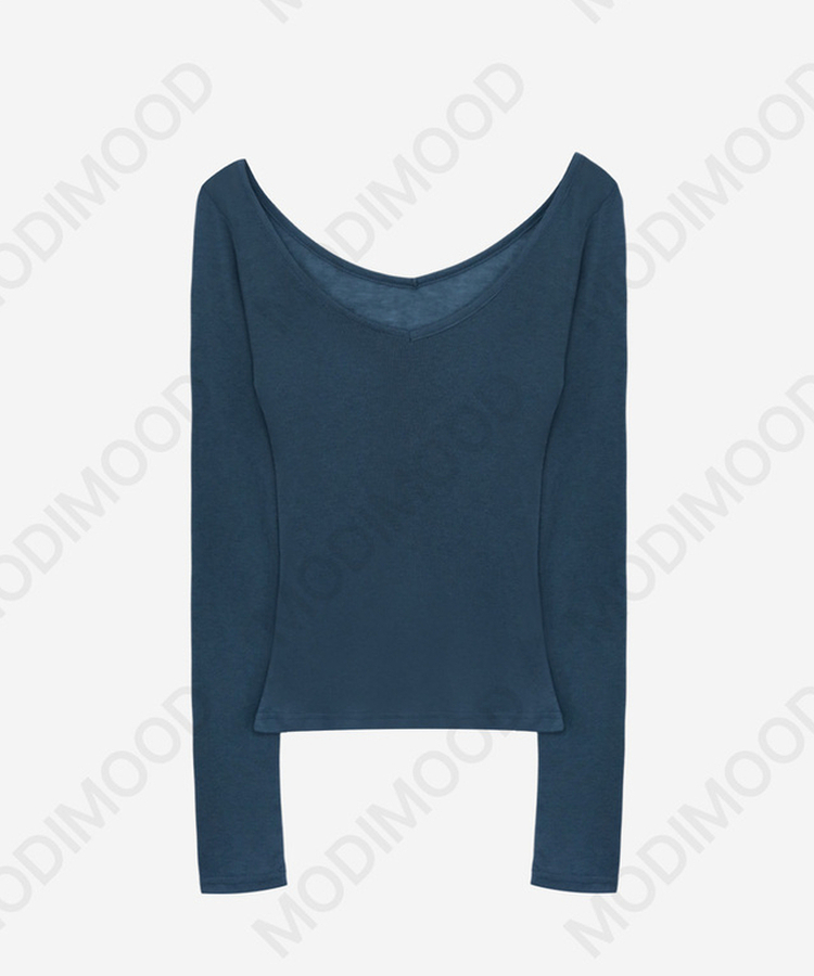 レイヤードディープVネック長袖Tシャツ(12color)