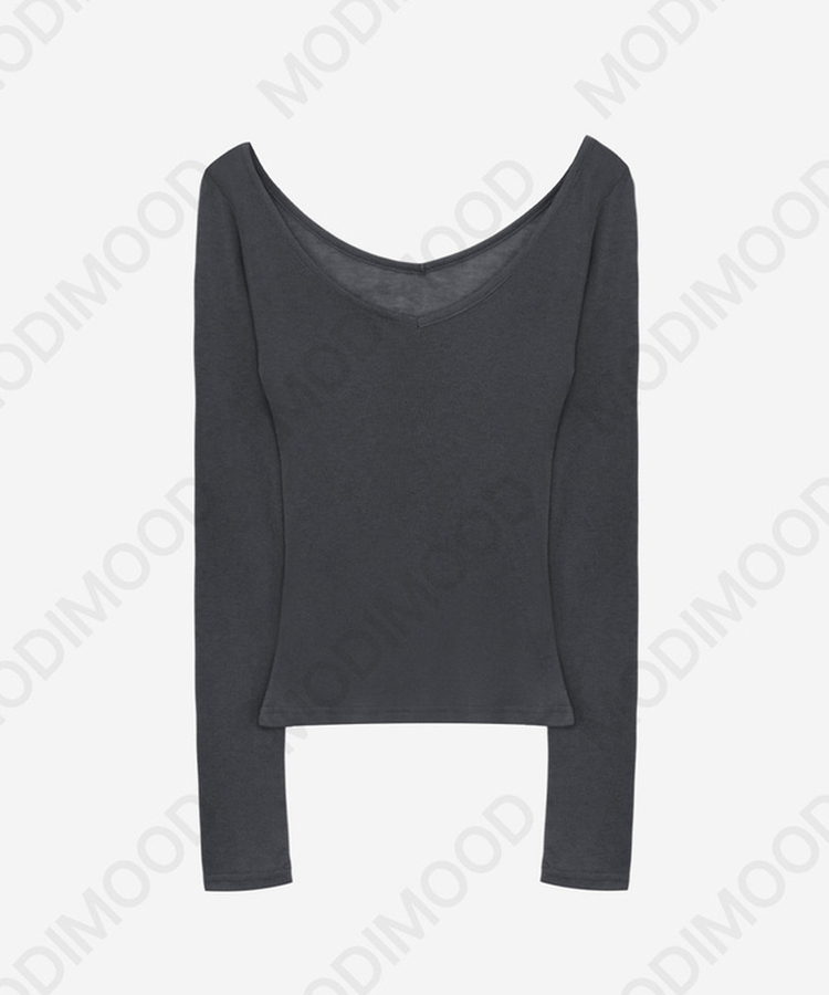 レイヤードディープVネック長袖Tシャツ(12color)