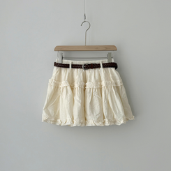 【SET】【ベルト付き】フリルブラウス＋ミニスカート