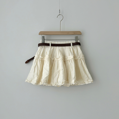 【SET】【ベルト付き】フリルブラウス＋ミニスカート