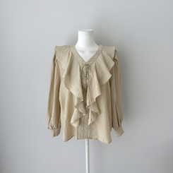 【SET】【ベルト付き】フリルブラウス＋ミニスカート