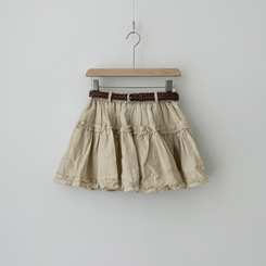 【SET】【ベルト付き】フリルブラウス＋ミニスカート