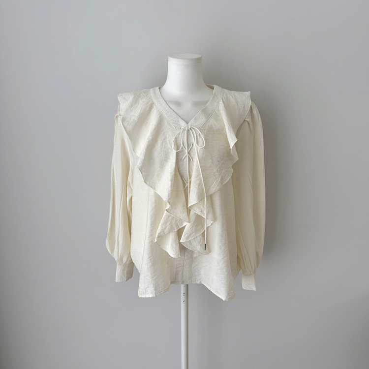 【SET】【ベルト付き】フリルブラウス＋ミニスカート