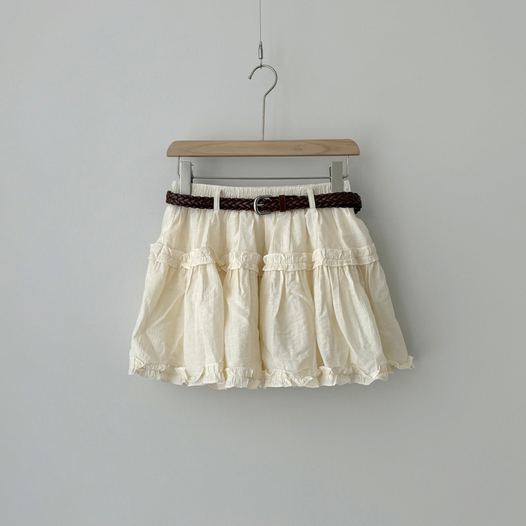 【SET】【ベルト付き】フリルブラウス＋ミニスカート