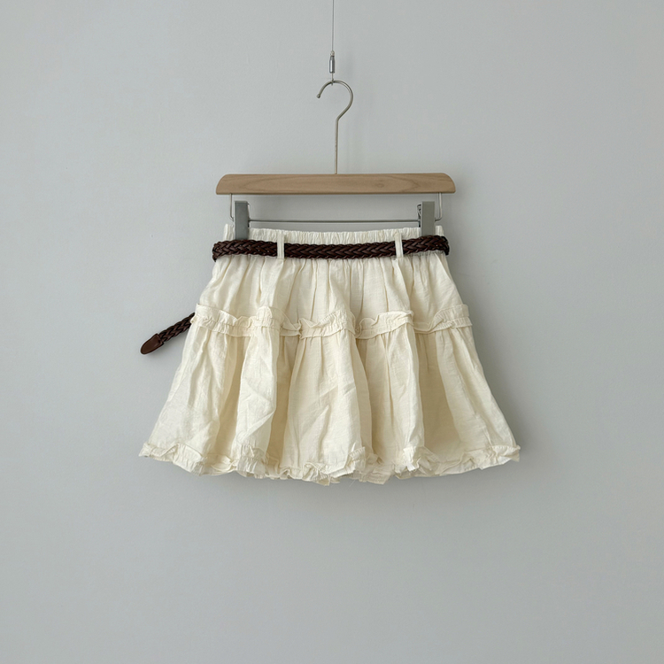 【SET】【ベルト付き】フリルブラウス＋ミニスカート