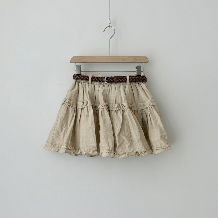 【SET】【ベルト付き】フリルブラウス＋ミニスカート