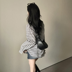 ウエストボタンチェックシャツ CHESTNUT BROWN