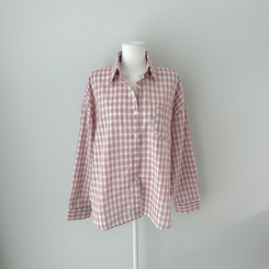 ウエストボタンチェックシャツ