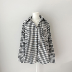 ウエストボタンチェックシャツ