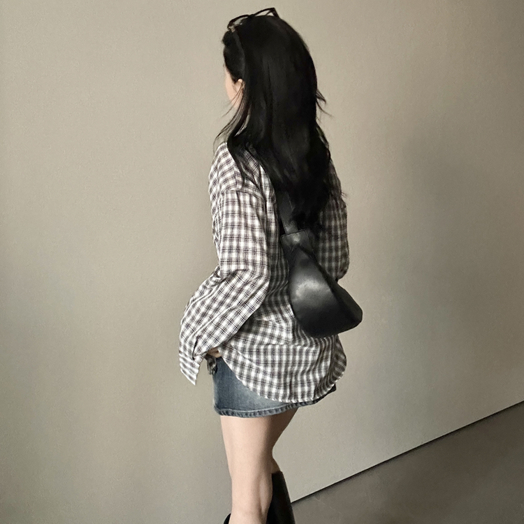 ウエストボタンチェックシャツ CHESTNUT BROWN