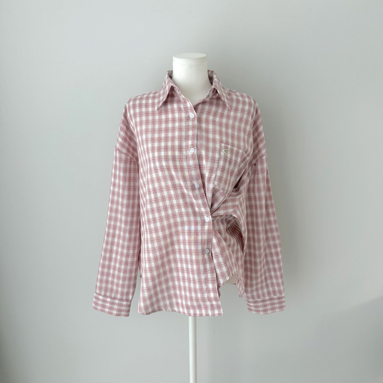 ウエストボタンチェックシャツ