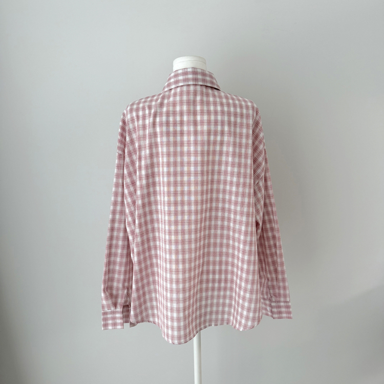 ウエストボタンチェックシャツ