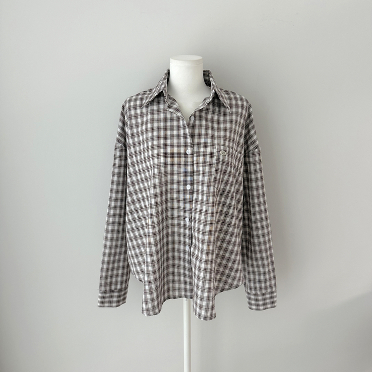 ウエストボタンチェックシャツ