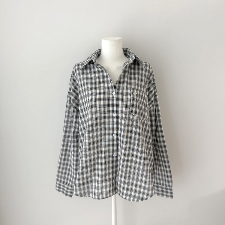 ウエストボタンチェックシャツ