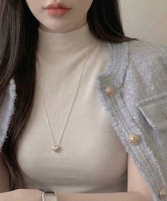 モックネックフレンチスリーブ半袖ニット(6color) WHITE