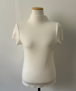 モックネックフレンチスリーブ半袖ニット(6color)