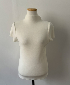 モックネックフレンチスリーブ半袖ニット(6color)