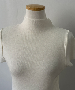 モックネックフレンチスリーブ半袖ニット(6color)