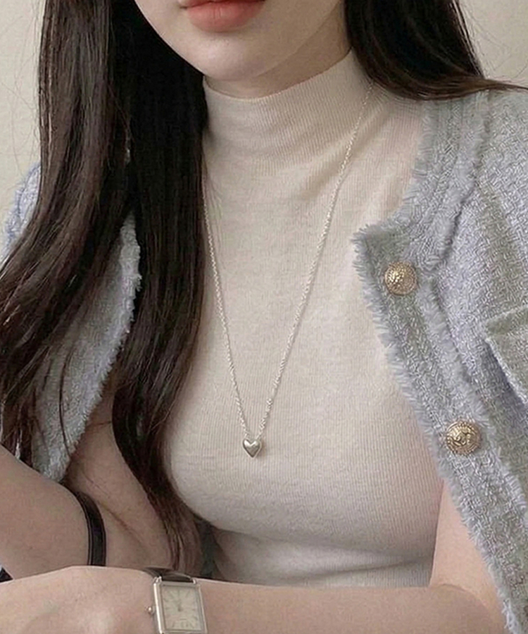 モックネックフレンチスリーブ半袖ニット(6color) WHITE