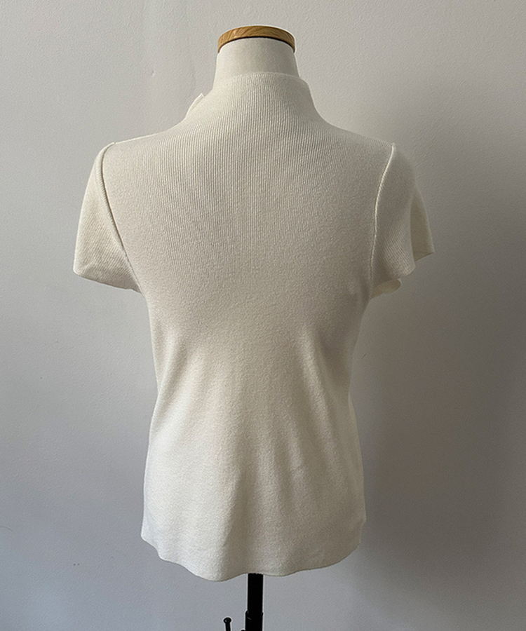 モックネックフレンチスリーブ半袖ニット(6color)