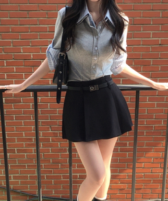 チェックレイヤード長袖Tシャツ GREY