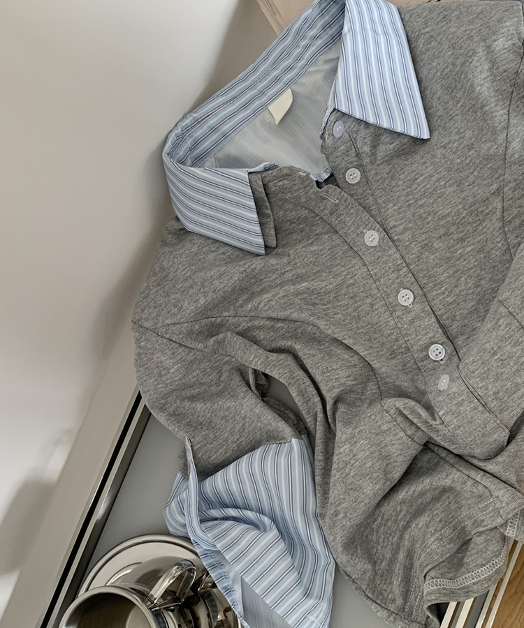 チェックレイヤード長袖Tシャツ