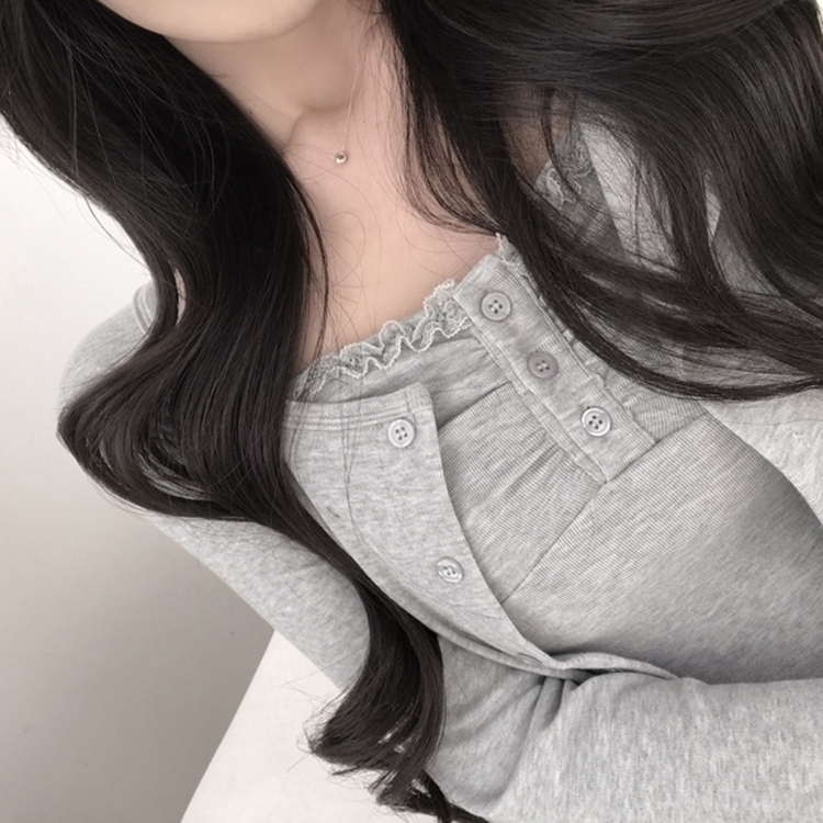 【SET】レースフリルキャミソール 長袖カーディガン GREY