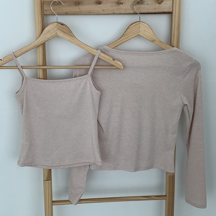 【SET】レースフリルキャミソール 長袖カーディガン