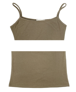 【SET】【ベルト付き】シースルーワンショルダーニット＋キャミソール