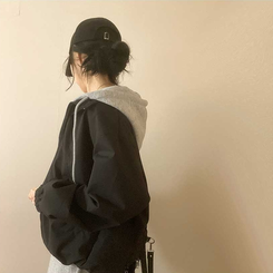 フード付きミリタリージャケット BLACK