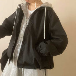 フード付きミリタリージャケット BLACK