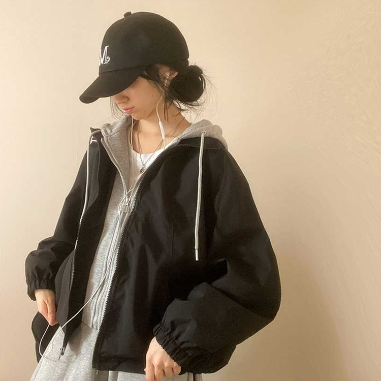 フード付きミリタリージャケット BLACK