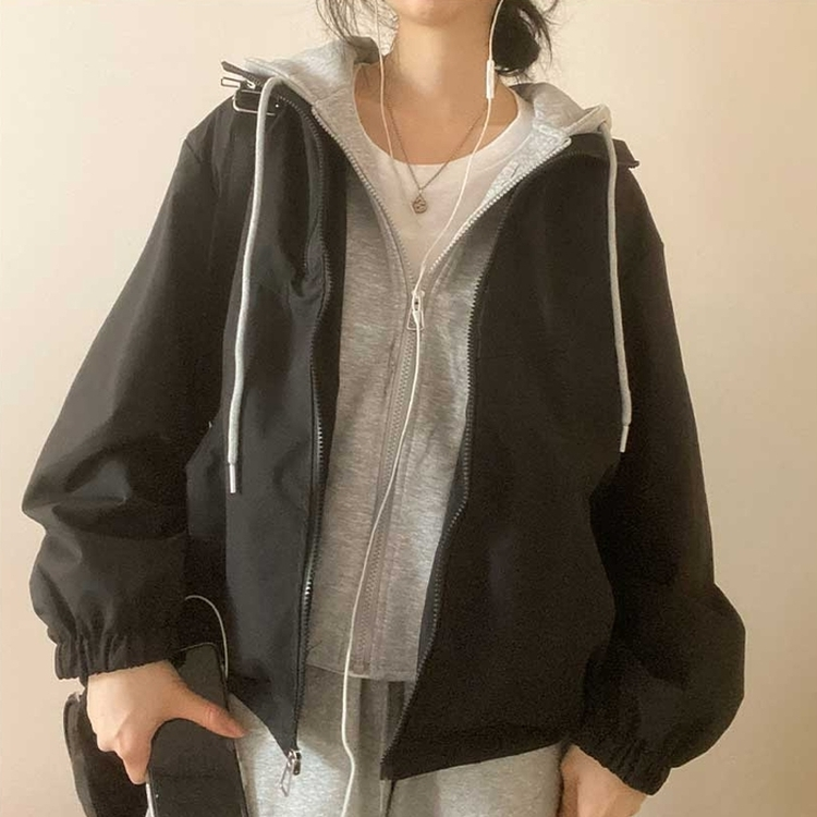 フード付きミリタリージャケット BLACK