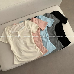 フリーレースレイヤード半袖Tシャツ(5color)