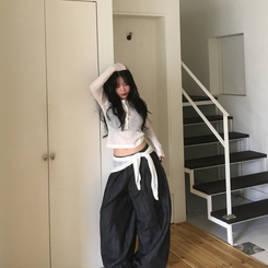 【タイ付き】レイヤードボタンシースルーニット IVORY