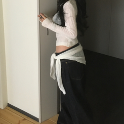 【タイ付き】レイヤードボタンシースルーニット IVORY