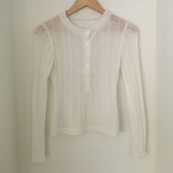 【タイ付き】レイヤードボタンシースルーニット