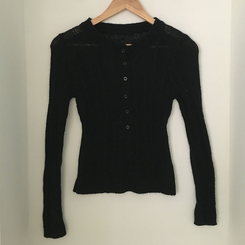 【タイ付き】レイヤードボタンシースルーニット