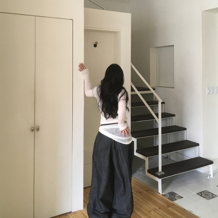 【タイ付き】レイヤードボタンシースルーニット IVORY