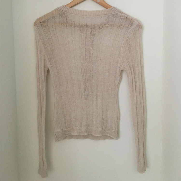 【タイ付き】レイヤードボタンシースルーニット