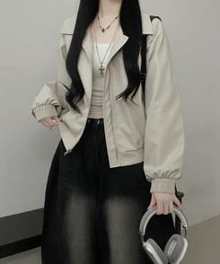 ソフトレザージャケット IVORY