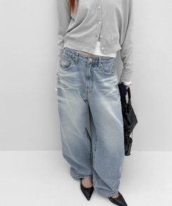 ウォッシングワイドデニムパンツ LIGHT BLUE