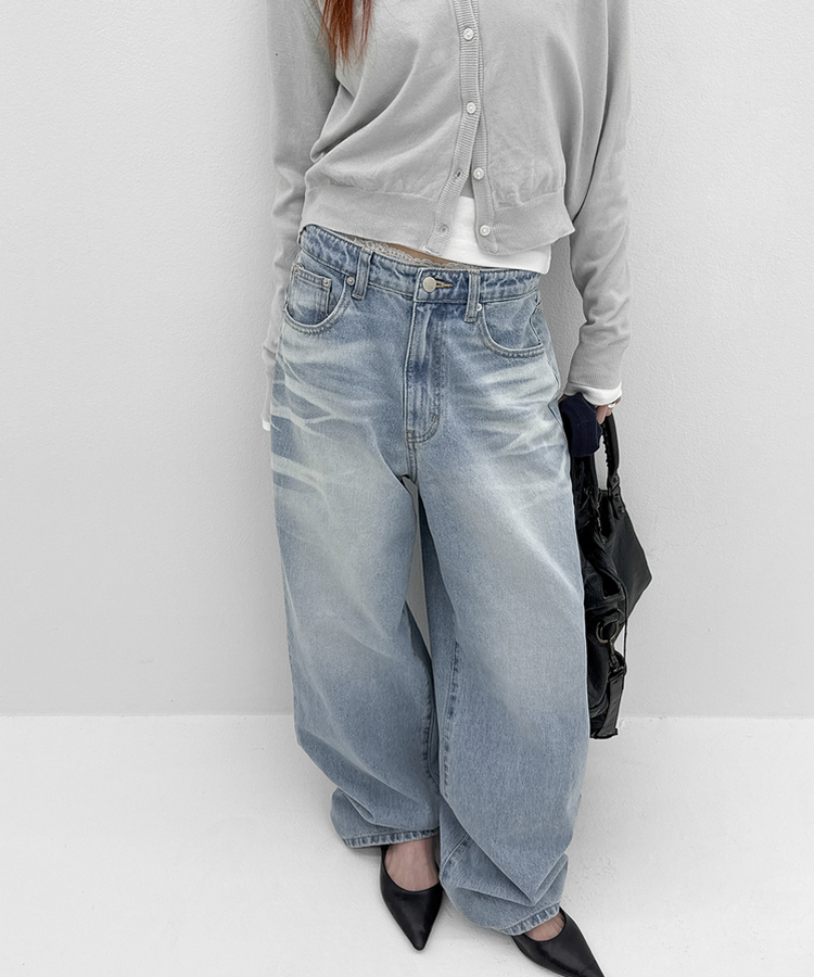 ウォッシングワイドデニムパンツ LIGHT BLUE